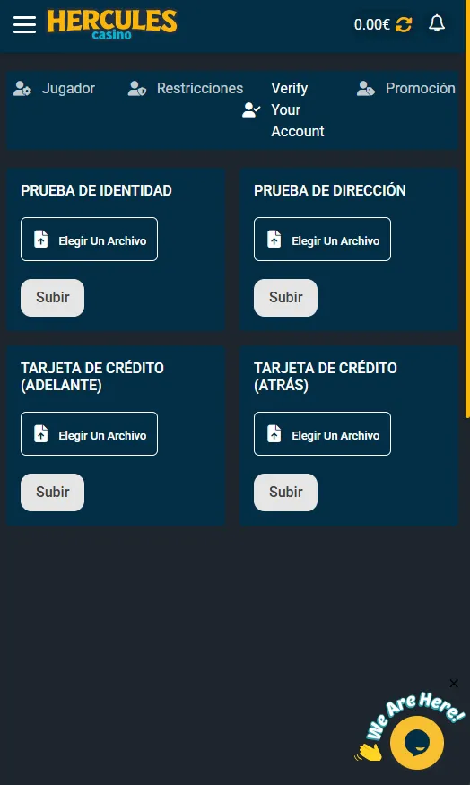 Verifica tu cuenta de Hercules Casino – cómo subir tus documentos