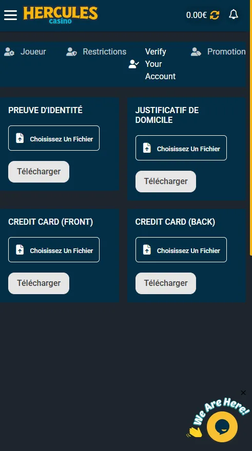 Vérification d’identité chez Hercules Casino– téléchargement facile des documents