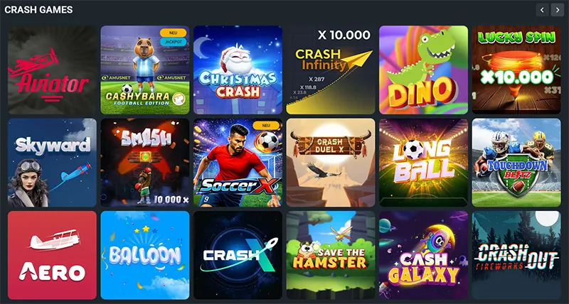 Crash-Minispiele bei Hercules Casino