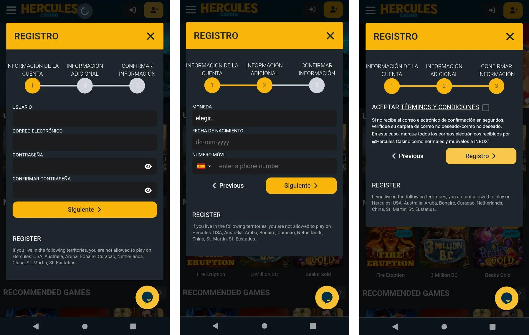 Crea rápidamente una cuenta en Hercules Casino para nuevos jugadores